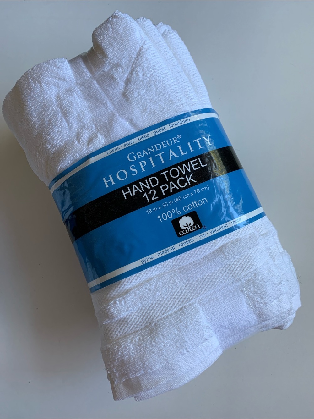 NWT GRANDEUR Hand Towels 12-Pack Hotel Grade 100% Cotton